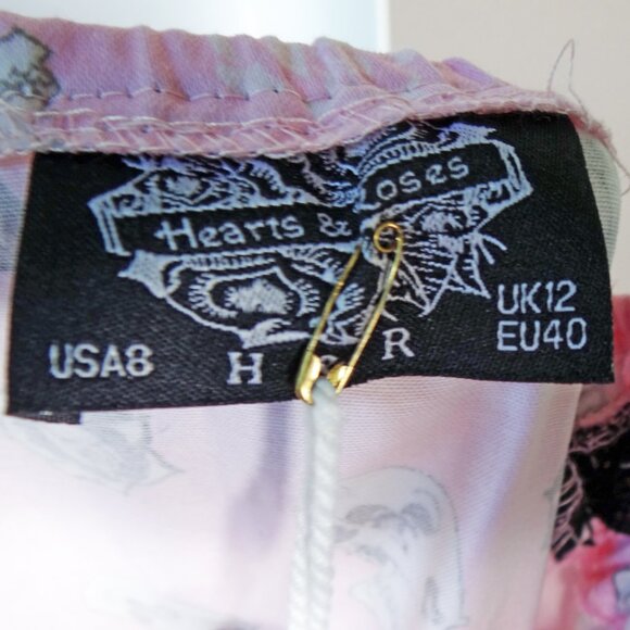 Hearts & Roses Skull Baby Swing Dress in Pink Goth Size 8   6672 - Picture 13 of 16